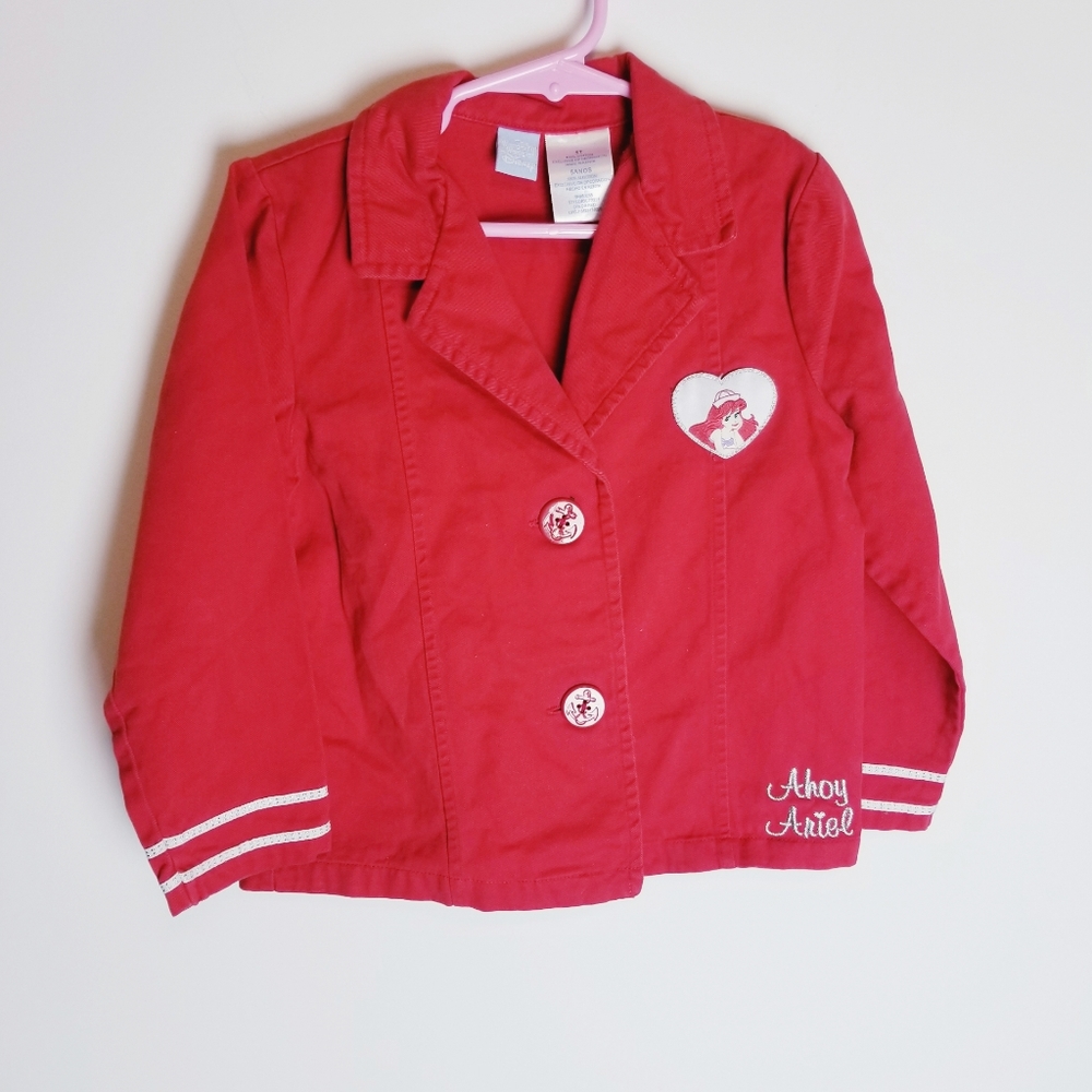 Disney little mermaid red sailor canvas jacket 5t